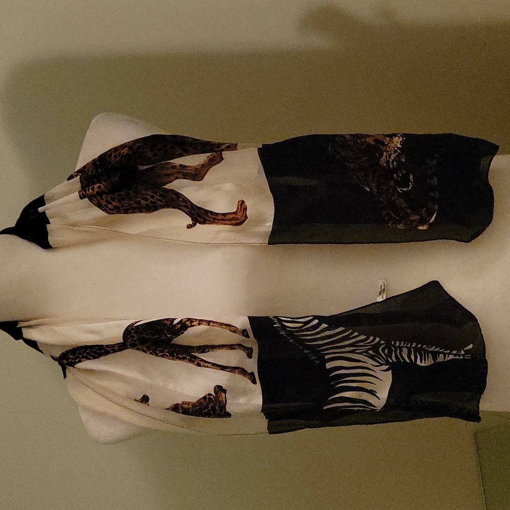 Vintage 100% silk animal print scarf